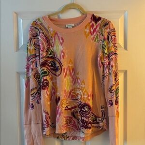 Sundance Pink Multicolor Paisley Long Sleeve Top